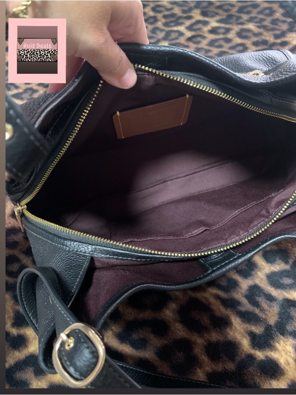 Coach Black Pebbled Leather Hobo Shoulder Bag with Gold Hardware - Picture 5 of 5